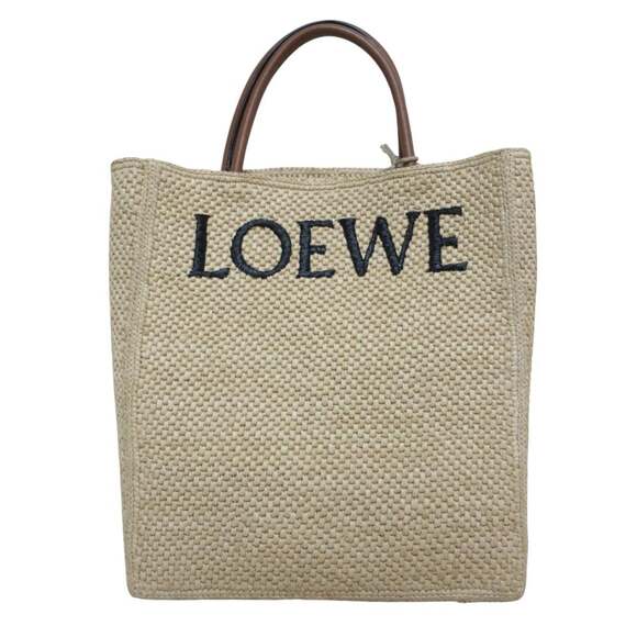 LOEWE A4 Raffia 2-Way Tote/Shoulder Bag Standard Natural Brown Women's